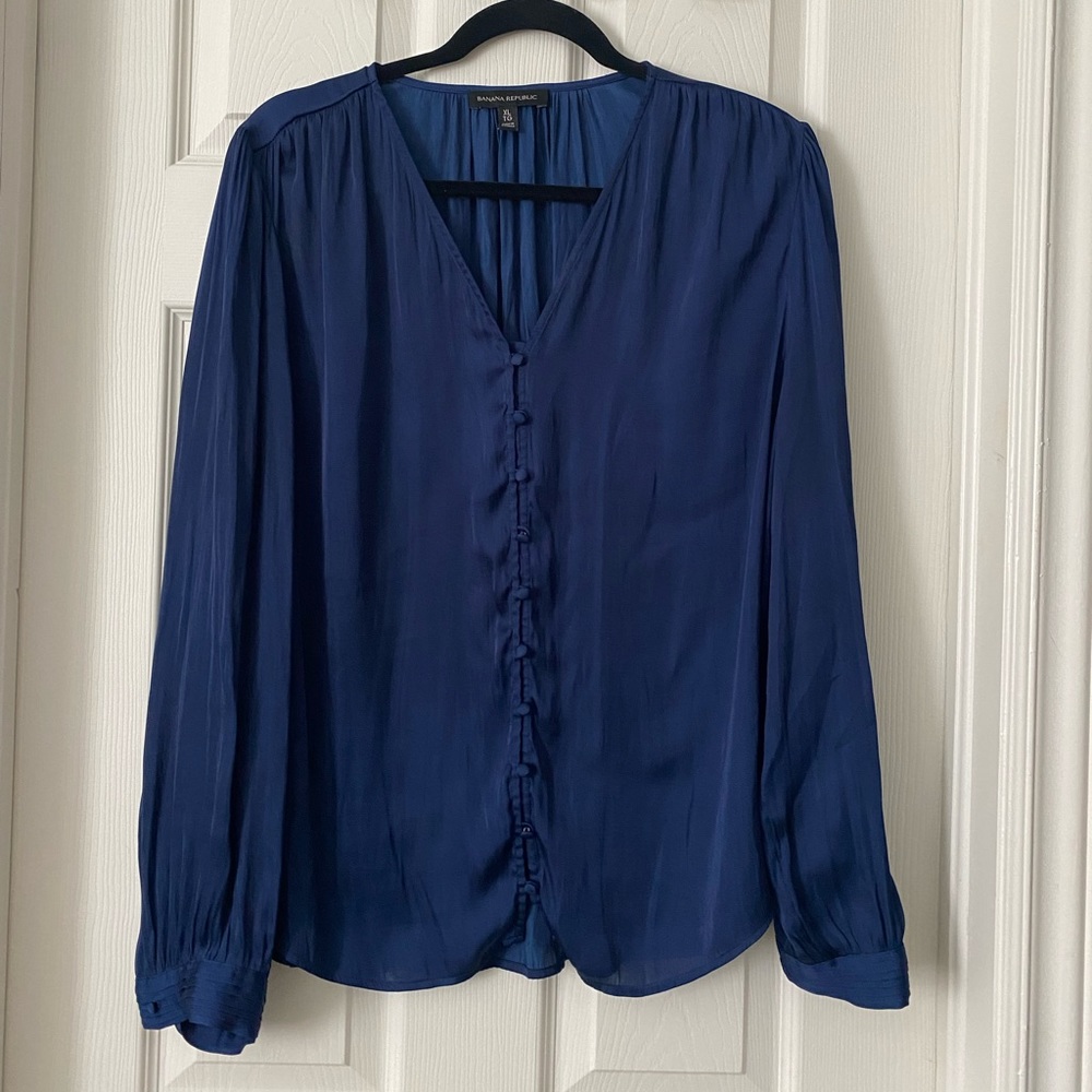 Banana Republic Blouse navy blue Sz XL